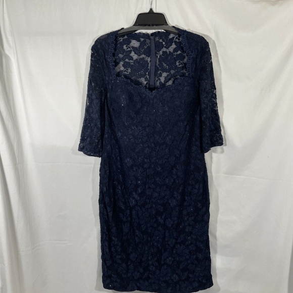 NEW La Femme [ 16 ] Embellished Lace Cocktail Dress in‎ Navy Blue - Picture 7 of 12